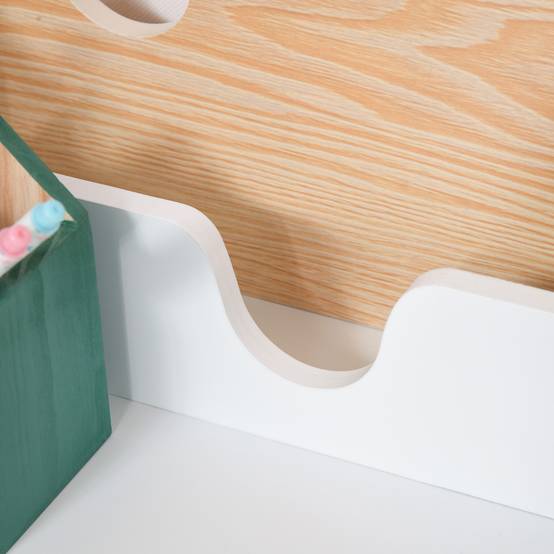 Bureau enfant avec chaise pour les 3-6 ans, avec tiroir et étagère, 70 x 50 x 75 cm, blanc et naturel - Image 10