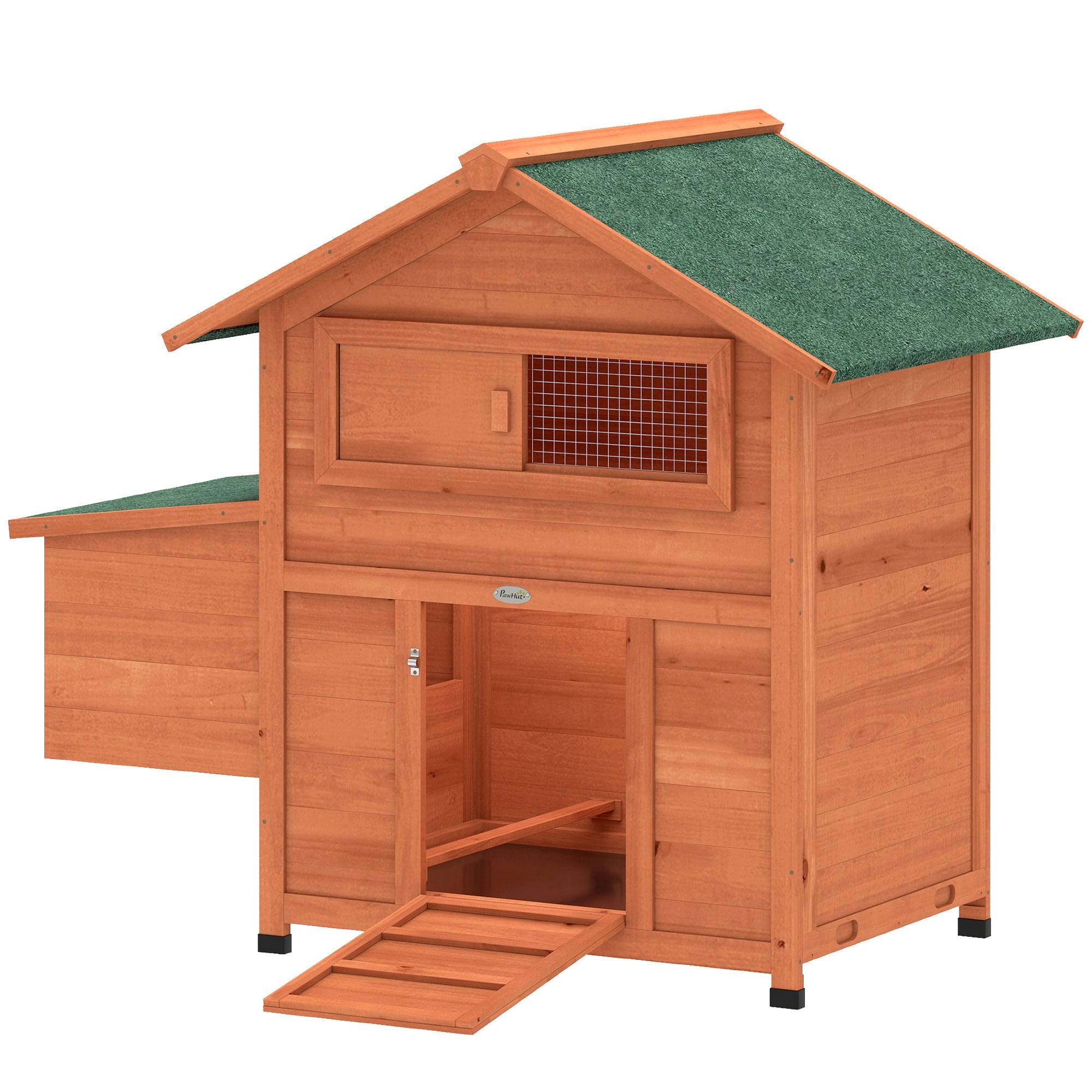 Poulailler d'extérieur en bois 113,5 x 67,5 x 95,5 cm avec pondoir, plateau amovible, toit étanche et perchoirs - Image 2