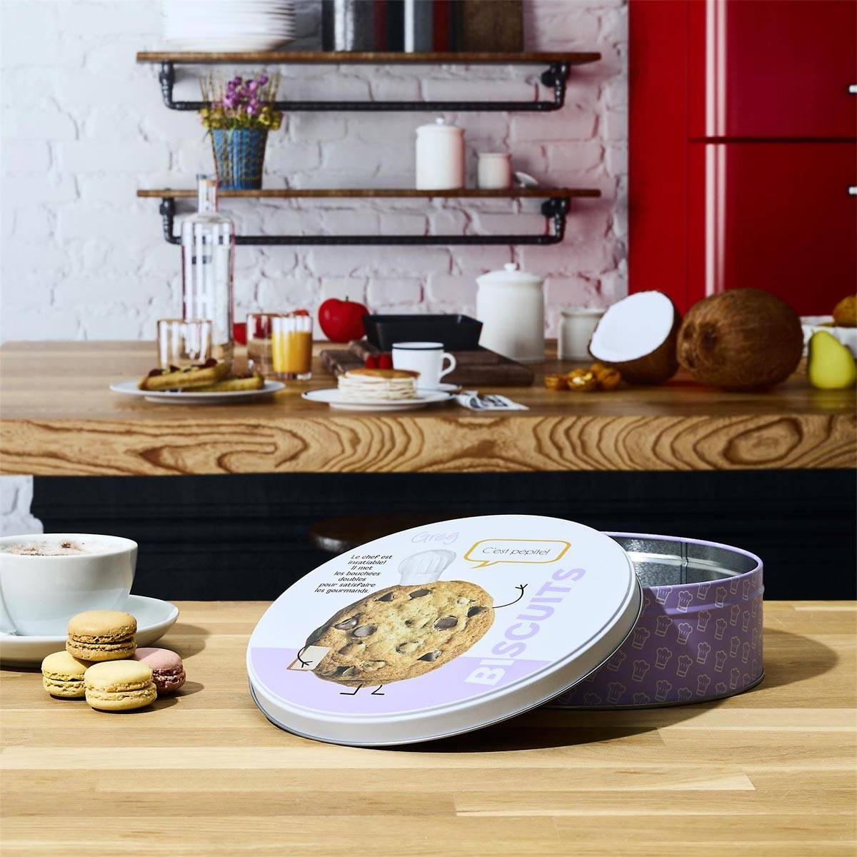 Cook Concept - Boîte à Biscuits en Métal "Ludique" 22cm Violet - Image 4