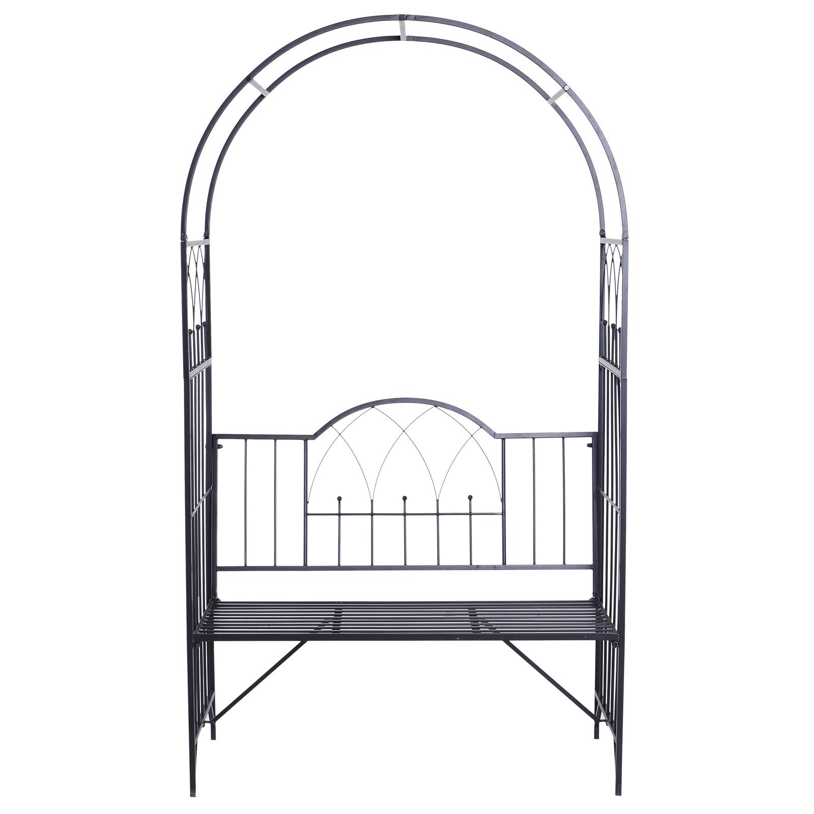 Outsunny - Arche à rosiers banc de jardin 2 places 2 en 1 dim. 115L x 59l x 203H cm métal époxy noir - Outsunny - Imagen 1