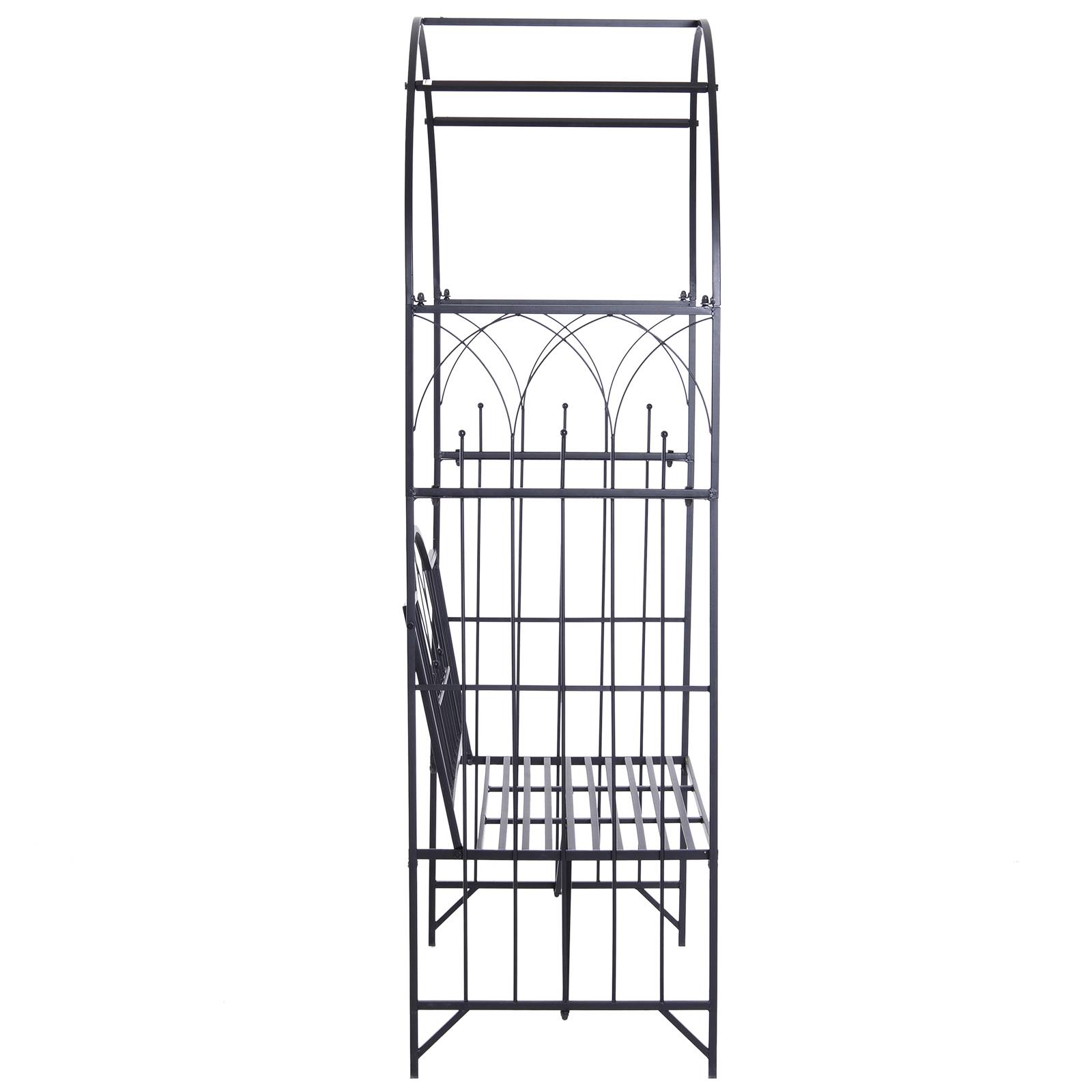 Outsunny - Arche à rosiers banc de jardin 2 places 2 en 1 dim. 115L x 59l x 203H cm métal époxy noir - Outsunny - Imagen 5