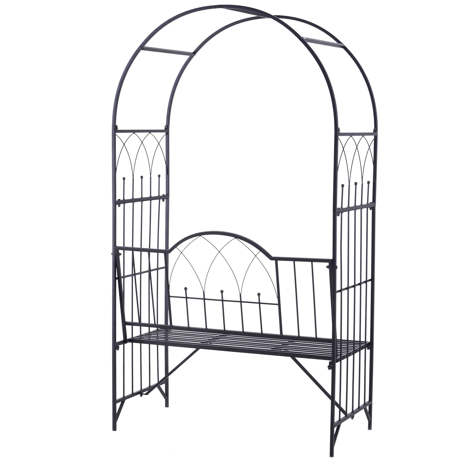 Outsunny - Arche à rosiers banc de jardin 2 places 2 en 1 dim. 115L x 59l x 203H cm métal époxy noir - Outsunny - Imagen 7