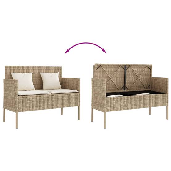 Banc de jardin | Banquette De Jardin | Banc Extérieur avec coussins beige résine tressée Maison Chic - Image 7