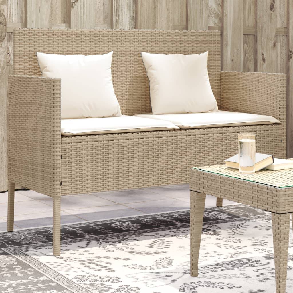 Banc de jardin | Banquette De Jardin | Banc Extérieur avec coussins beige résine tressée Maison Chic - Image 2