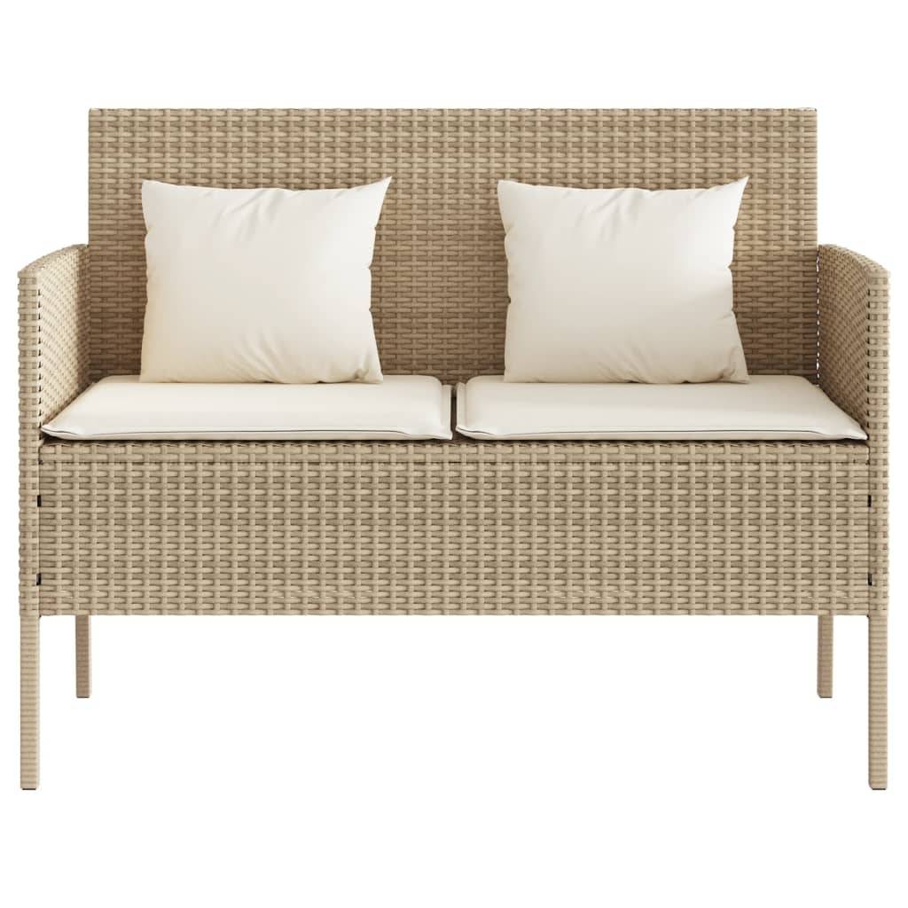 Banc de jardin | Banquette De Jardin | Banc Extérieur avec coussins beige résine tressée Maison Chic - Image 4