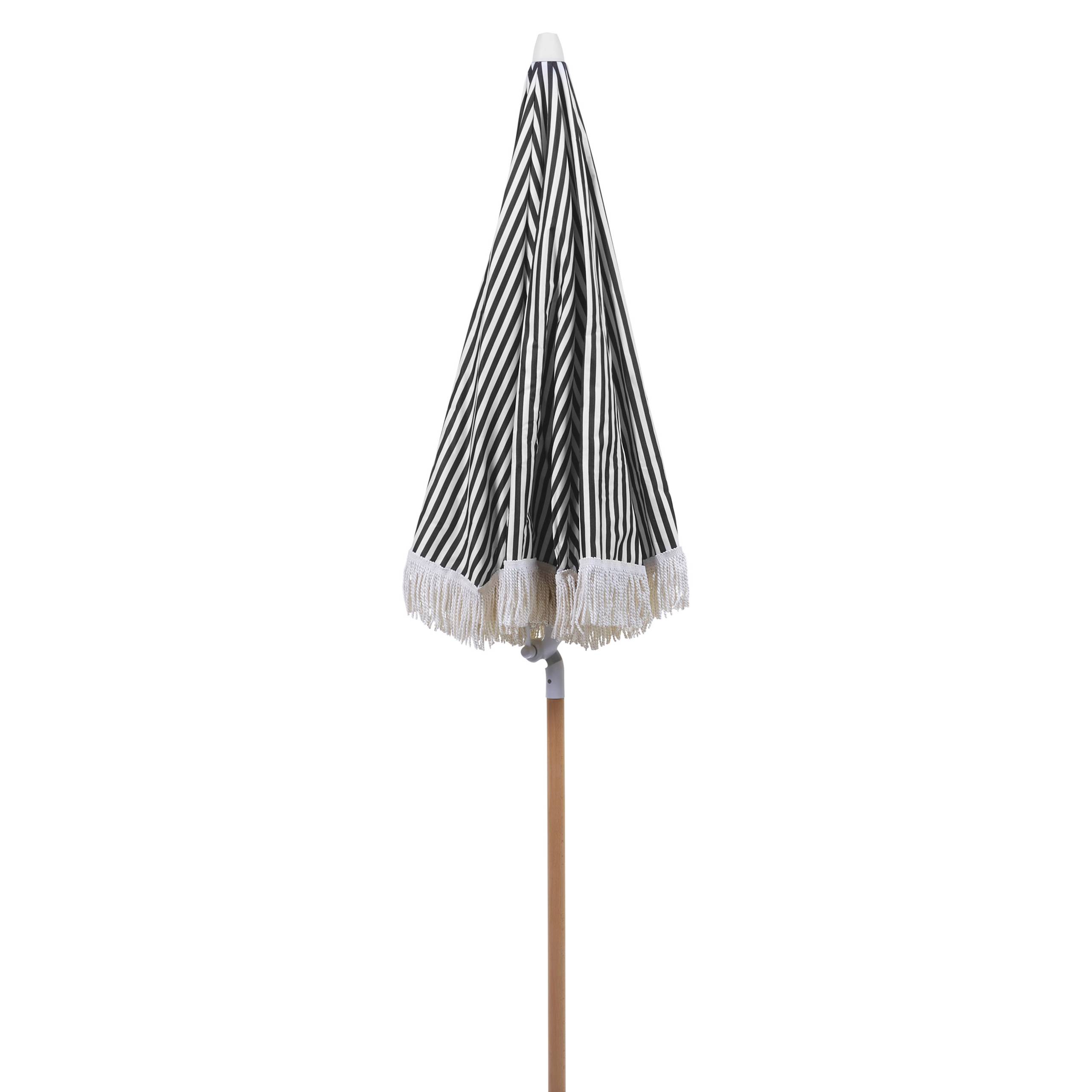 Beliani - Parasol droit Tissu Noir/blanc MONDELLO - Beliani - Imagen 3