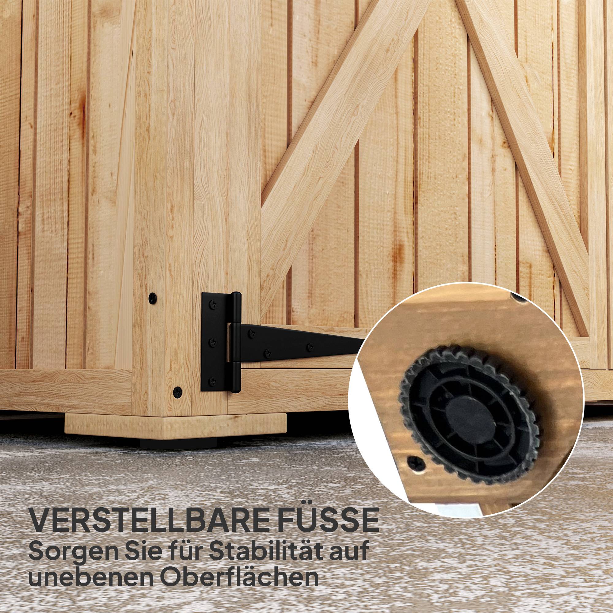 Abri de jardin en bois pour outils et matériel, toit en asphalte, double porte, épicéa, brun clair - Image 9