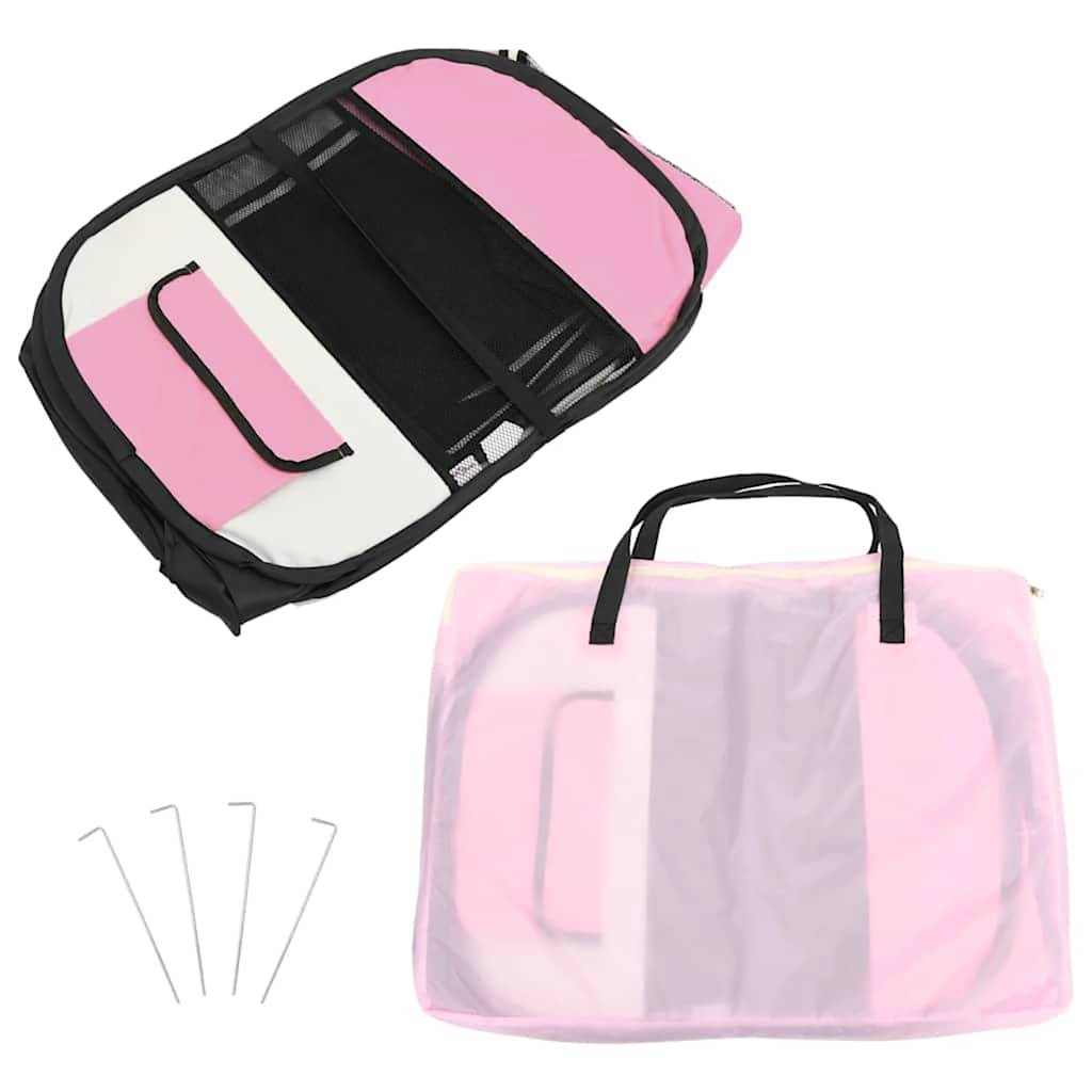 Parc pour chiens polyester et acier rose 90 x 90 x 58 cm - PANGIVO - Image 8
