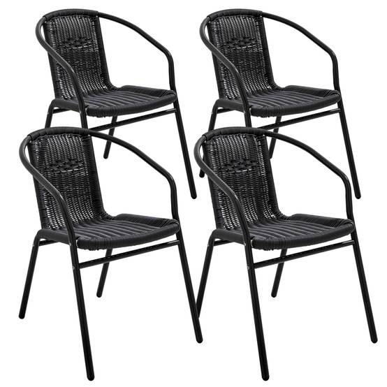 Oviala - Lot de 4 fauteuils de jardin aluminium et résine noir Saint Germain - Oviala - Image 1