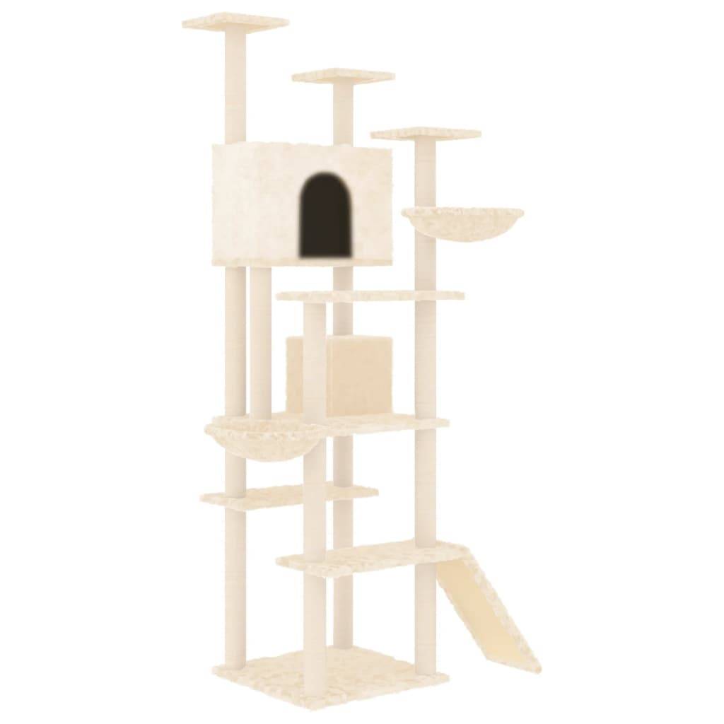 Arbre à chat bois d'ingénierie et peluche crème 104 x 78 x 191 cm - PANGIVO - Image 2
