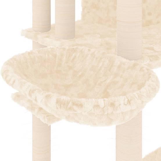 Arbre à chat bois d'ingénierie et peluche crème 104 x 78 x 191 cm - PANGIVO - Image 6