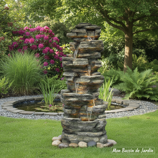 Fontaine décorative extérieure/intérieure 148cm polyrésine gris rocher ...