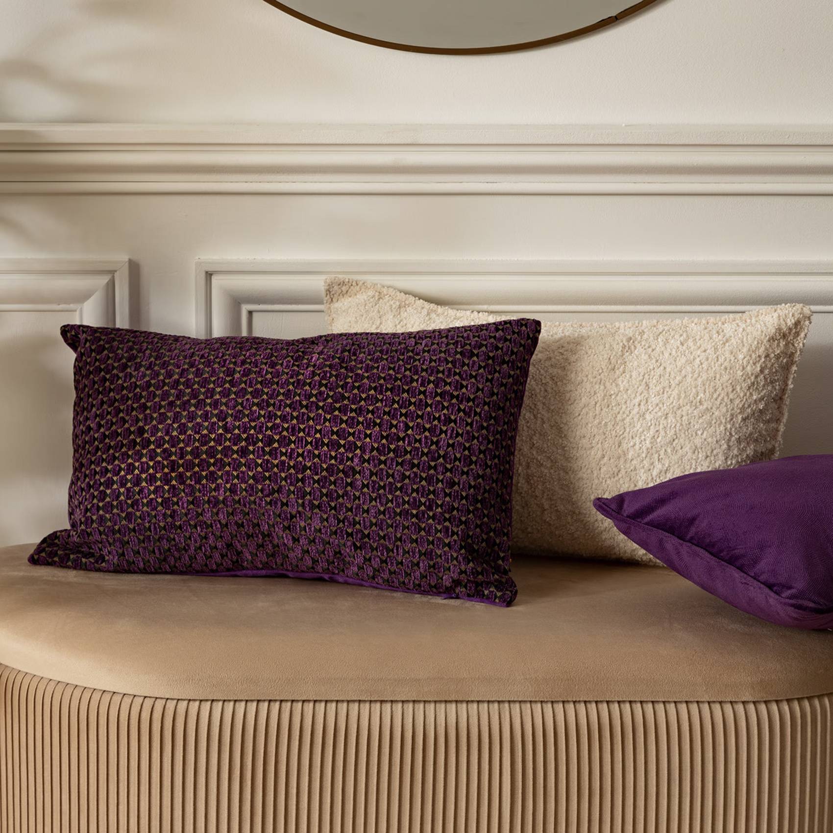 Atmosphera - Coussin décoratif jacquard chenille Violet 30 x 50 cm - Imagen 6