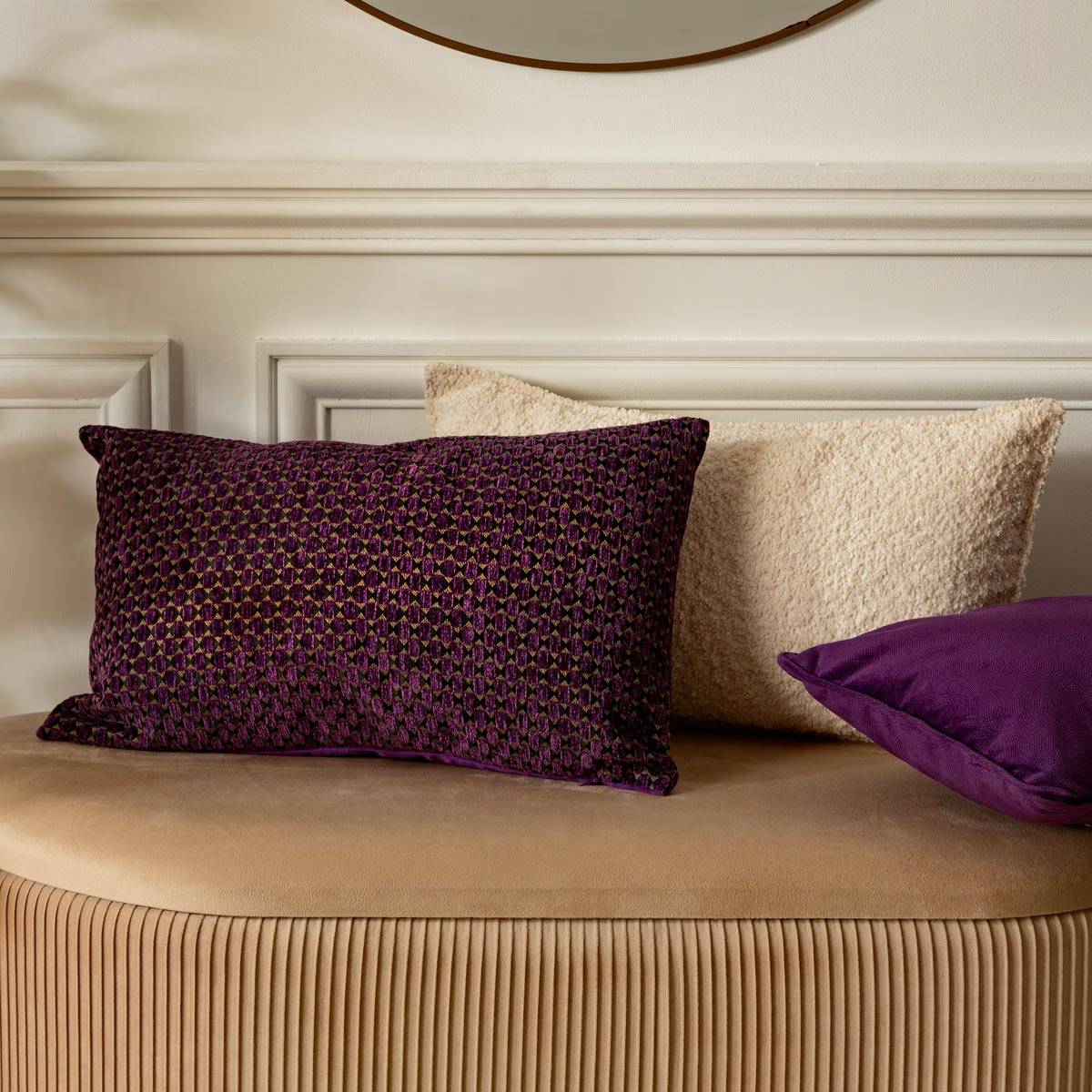 Atmosphera - Coussin décoratif jacquard chenille Violet 30 x 50 cm - Imagen 5