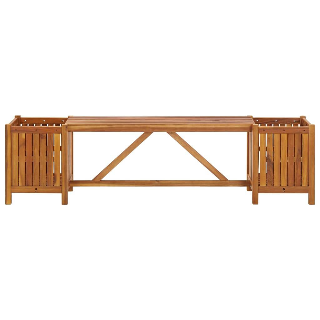 Helloshop26 - Banc de jardin meuble de patio d'extérieur terrasse avec 2 jardinières 150x30x40 cm bois d'acacia - Imagen 2