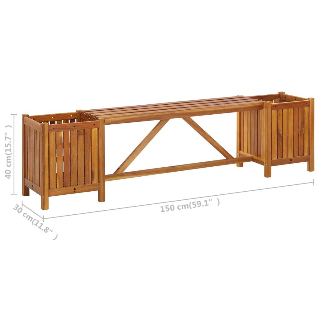 Helloshop26 - Banc de jardin meuble de patio d'extérieur terrasse avec 2 jardinières 150x30x40 cm bois d'acacia - Imagen 5