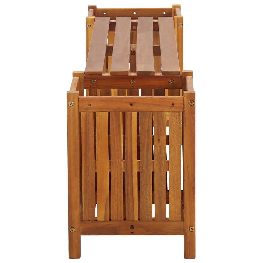 Helloshop26 - Banc de jardin meuble de patio d'extérieur terrasse avec 2 jardinières 150x30x40 cm bois d'acacia - Imagen 3
