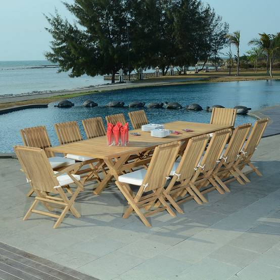 Table extensible teck massif 12 places Linarte XL - TECK'Attitude - Imagen 3