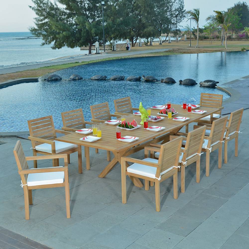 Table extensible teck massif 12 places Linarte XL - TECK'Attitude - Imagen 8