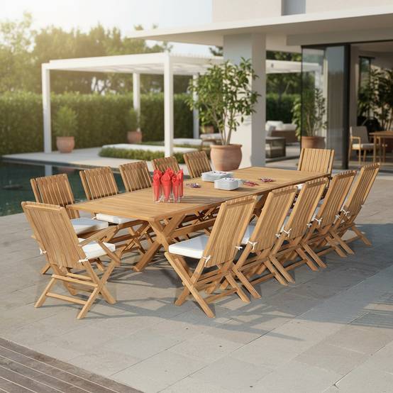 Teck'Attitude - Table extensible teck massif 12 places Linarte XL - TECK'Attitude - Imagen 3
