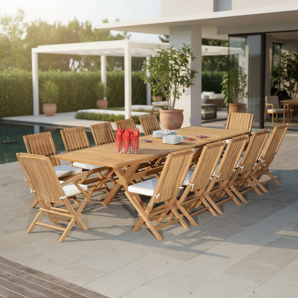 Teck'Attitude - Table extensible teck massif 12 places Linarte XL - TECK'Attitude - Imagen 3