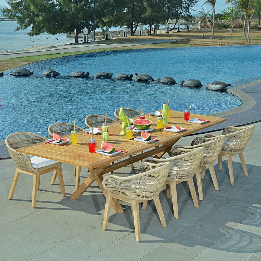 Table extensible teck massif 12 places Linarte XL - TECK'Attitude - Imagen 7