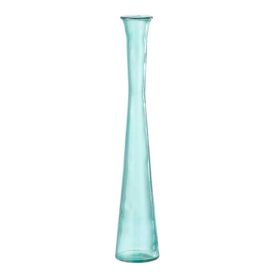 Vase Tube en Verre "Stripe" 51cm Bleu Aqua - Image 1