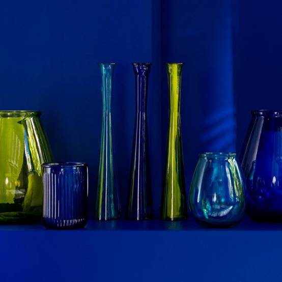 Vase Tube en Verre "Stripe" 51cm Bleu Aqua - Image 2
