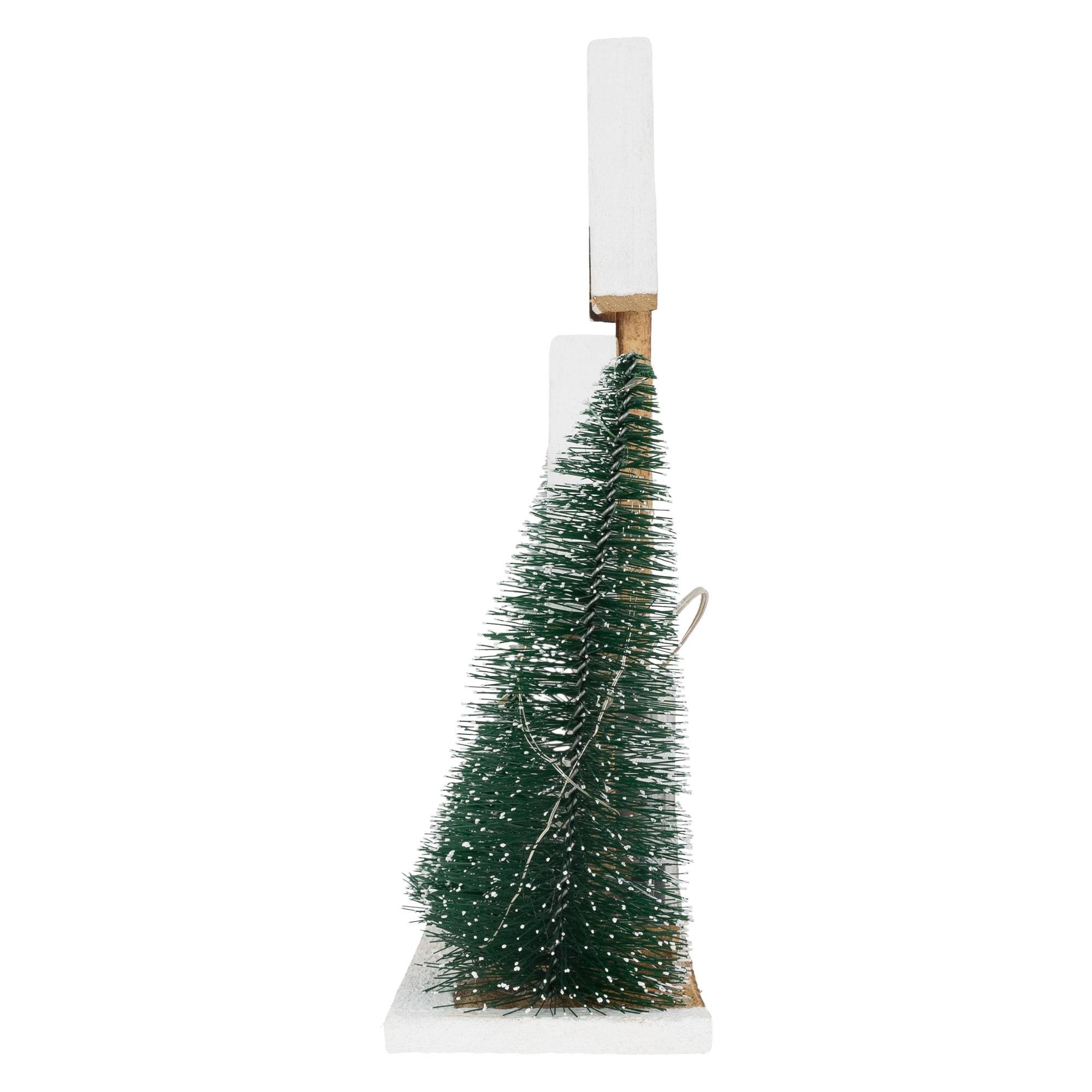 Ecd-Germany - Maison de Noël LED décoration d'hiver en bois lumière blanc chaud sans piles - Imagen 3