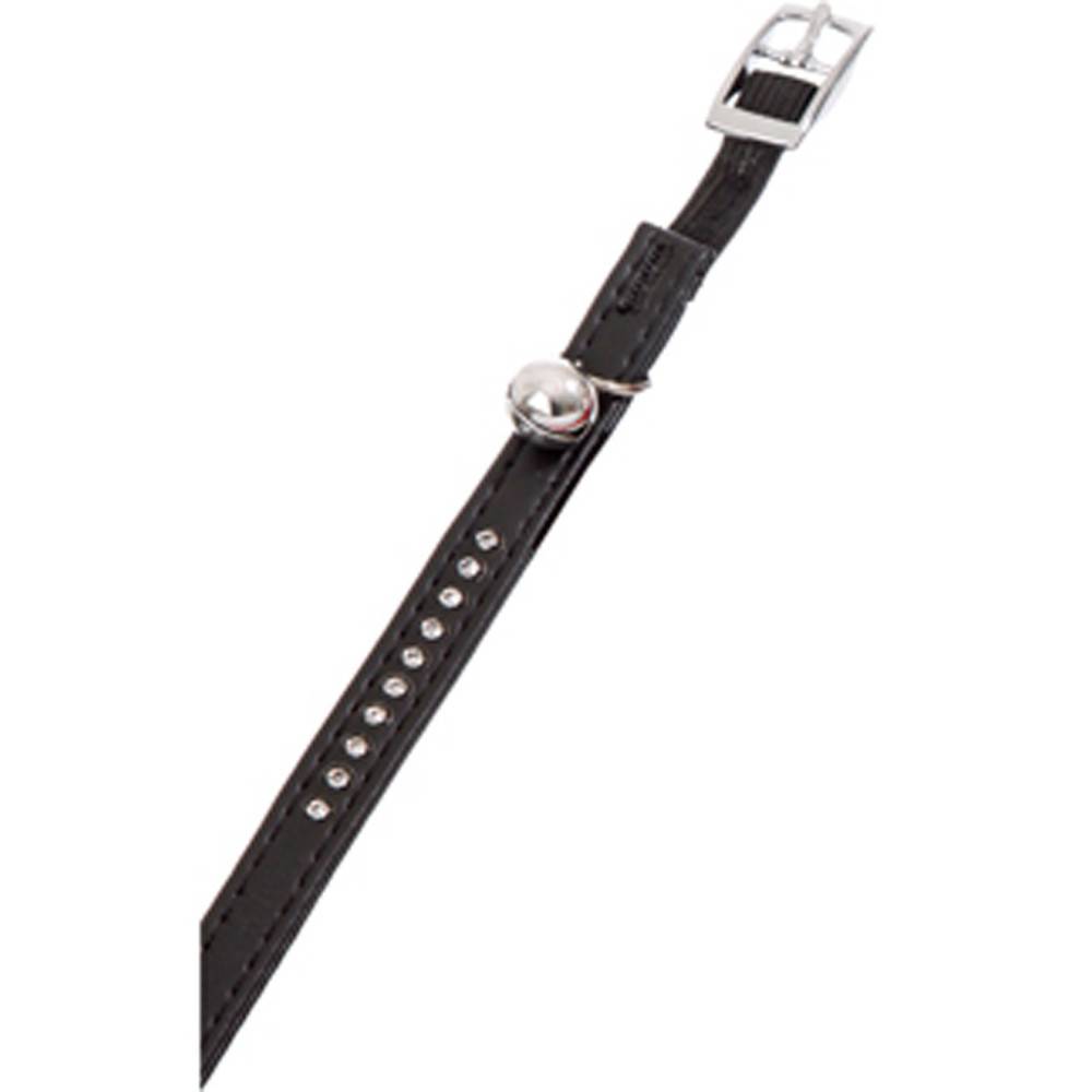 Collier 30 cm x 11 mm noir avec strass et clochette pour chat - Imagen 1