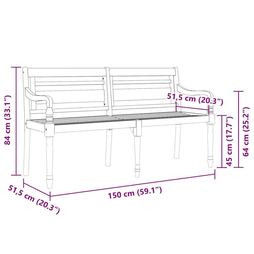 PANGIVO - Banc de jardin bois de teck naturel et gris 150 x 51.5 x 84 cm - PANGIVO - Image 8