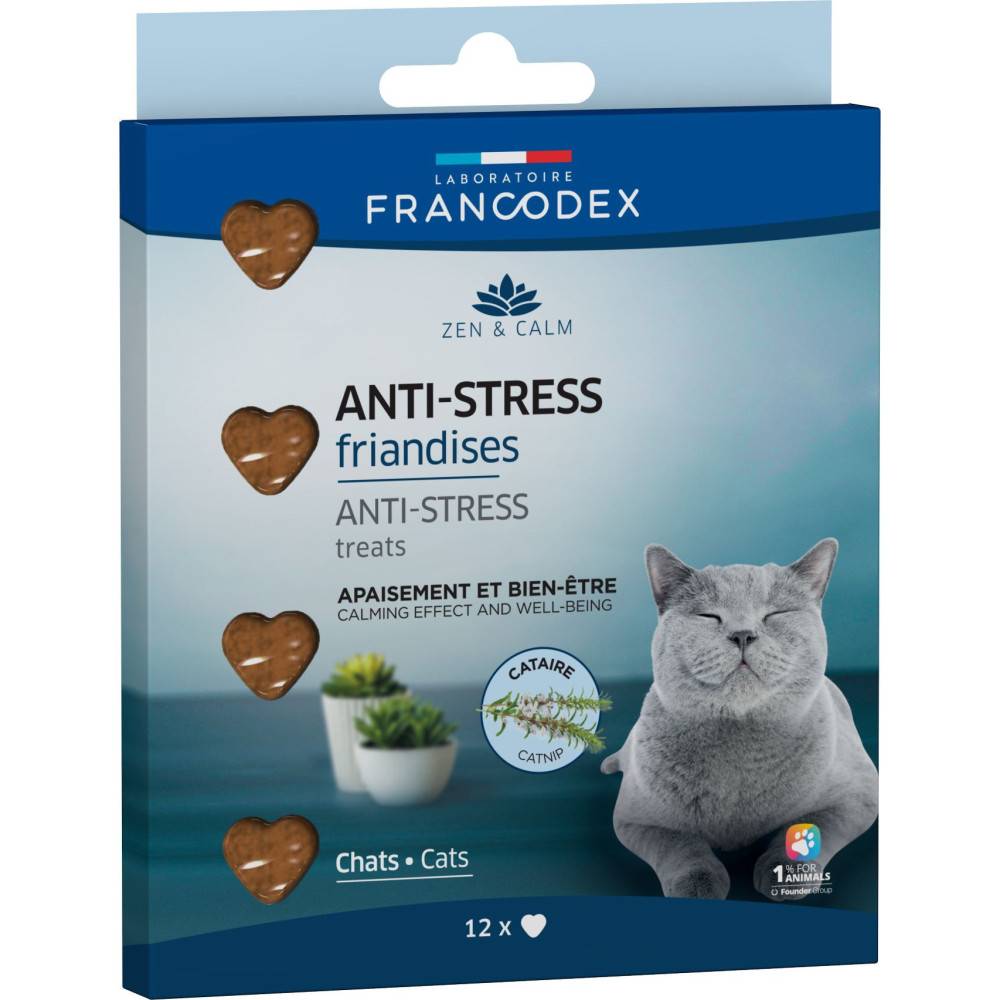 Francodex - Friandises anti-stress en forme de coeur x12, pour chats - Imagen 1