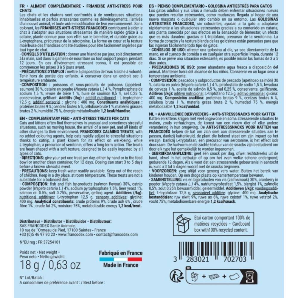 Francodex - Friandises anti-stress en forme de coeur x12, pour chats - Image 7