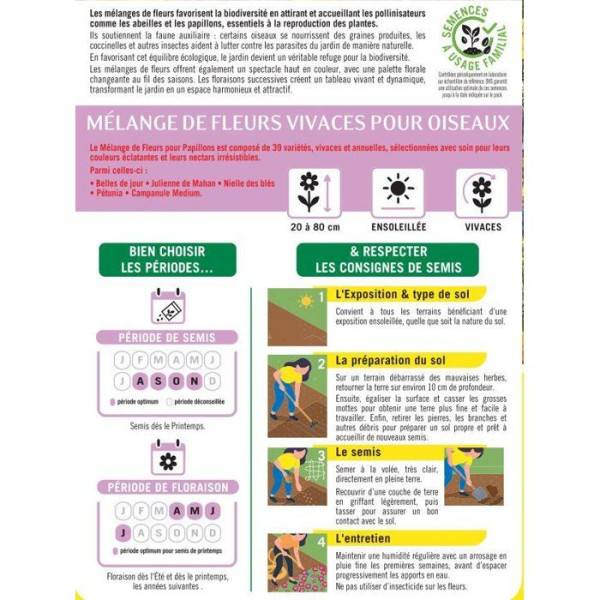 BHS - Mélange de fleurs vivaces pour oiseaux - BHS - 230 g - 18 variétés vivaces - Image 2