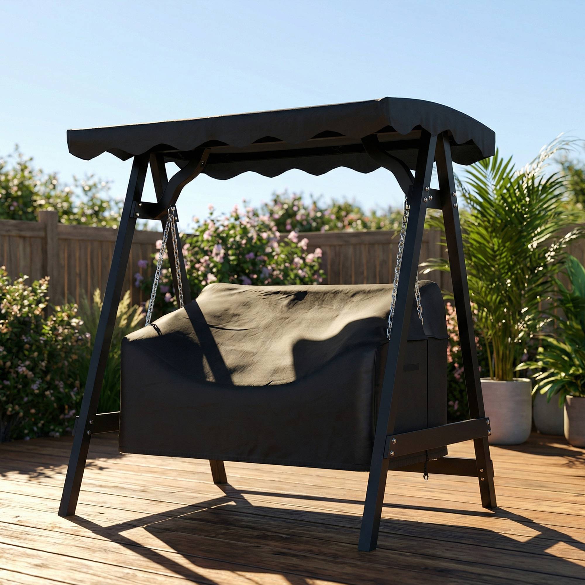 Housse balancelle jardin 2 places imperméable coupe-vent anti-UV tissu Oxford 420D - Image 4