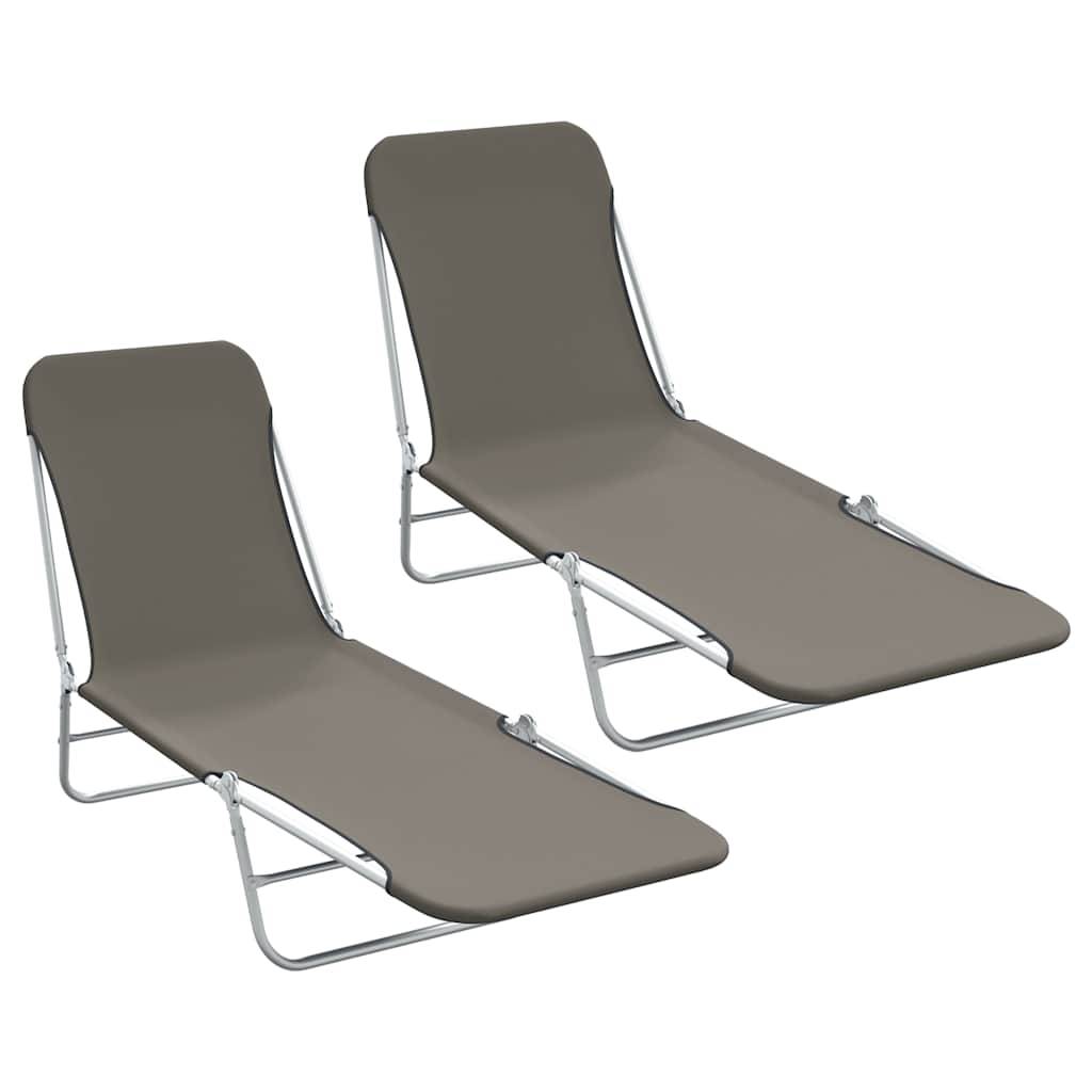 Ensemble 2 Lits de Soleil Pliants Acier Gris – ComfortXL Outdoor Living - Image 1