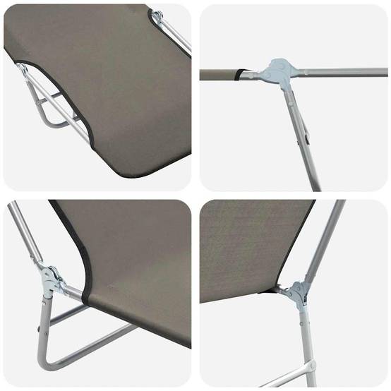 Ensemble 2 Lits de Soleil Pliants Acier Gris – ComfortXL Outdoor Living - Image 8