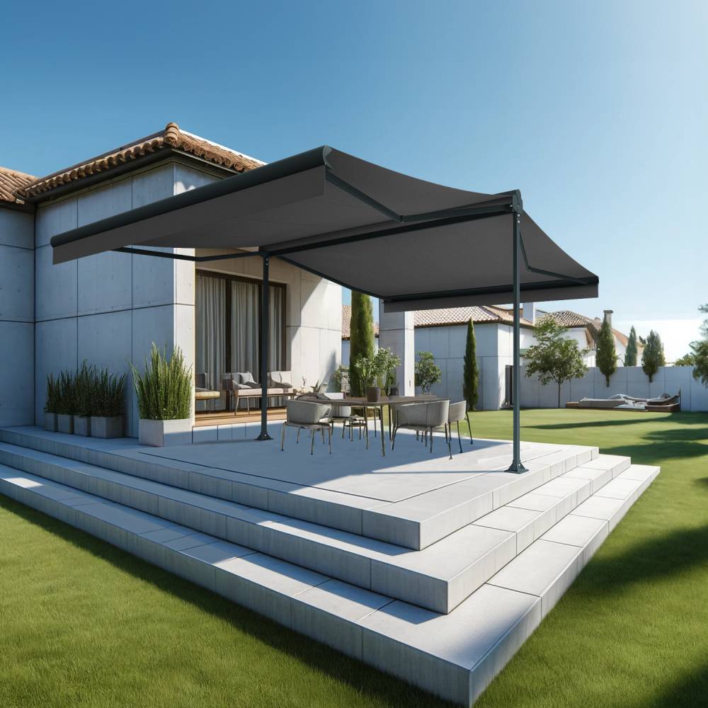 Intersun - Store banne double pente ENARGITE 4,00x2x3,00 M (Motorisé à Télécommande - Gris Anthracite - Gris Graphite) - INTERSUN - Imagen 2