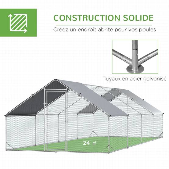 ComfortXL - Grand Poulailler Volière Acier Galvanisé 24 m² - Enclos Sécurité Anti-Prédateurs - ComfortXL Outdoor Living - Image 8
