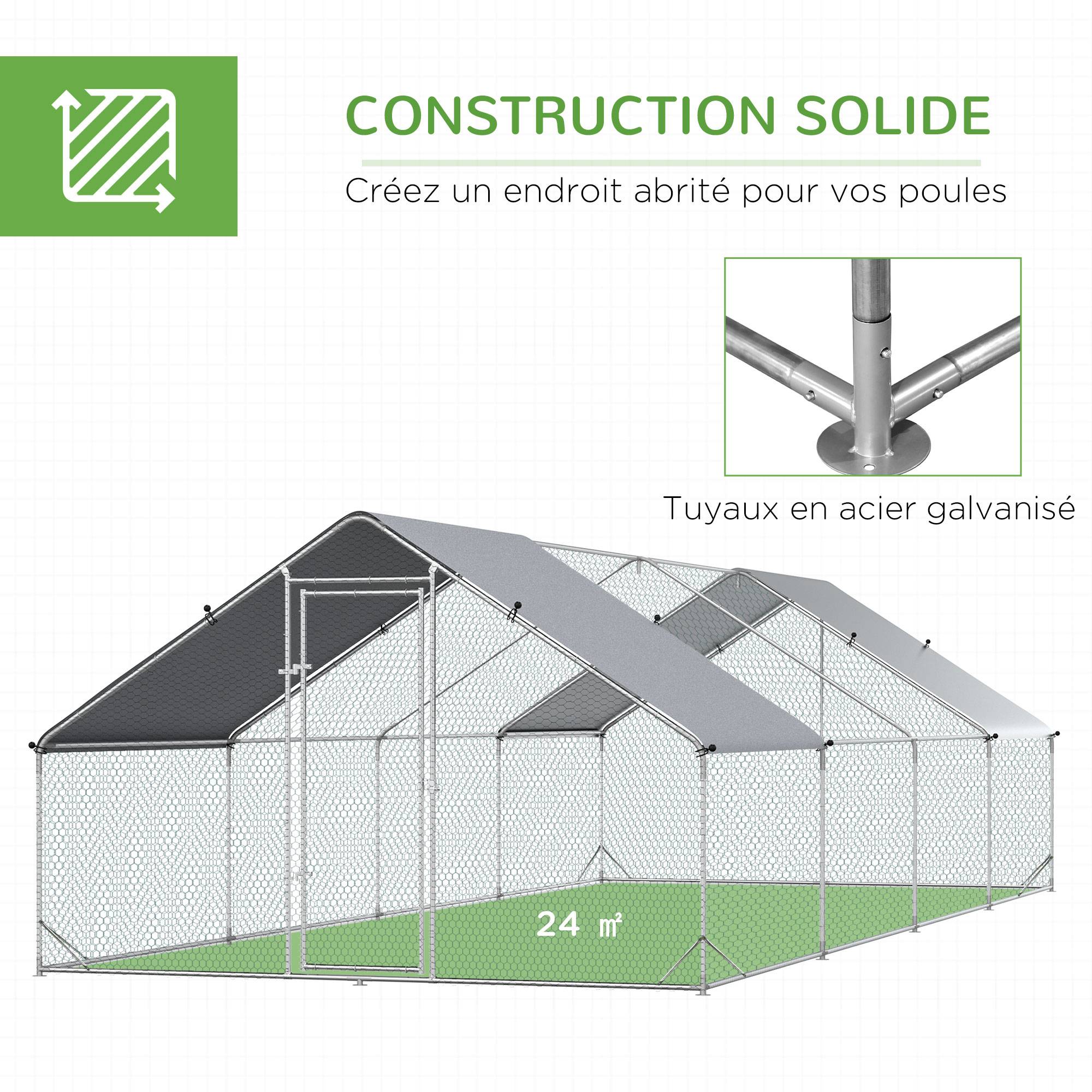 ComfortXL - Grand Poulailler Volière Acier Galvanisé 24 m² - Enclos Sécurité Anti-Prédateurs - ComfortXL Outdoor Living - Image 8
