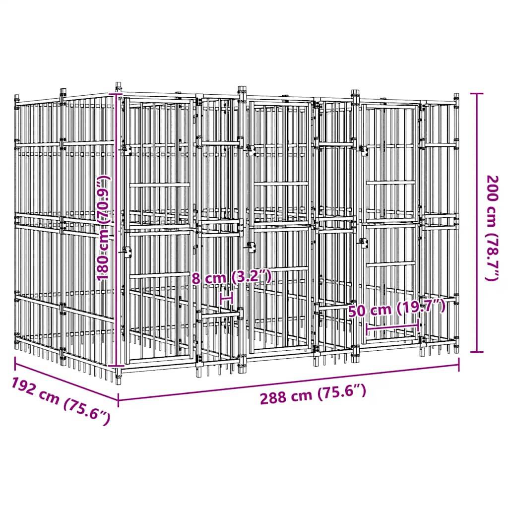 Vidaxl - Chenil d'extérieur pour chiens Acier 5,53 m² vidaXL 3097938 - Imagen 3