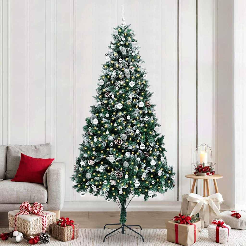 ComfortXL - Kit Sapin de Noël Floconné 240 cm, Prêt à l'Emploi avec Guirlande LED et Boules – ComfortXL Outdoor Living - Image 1