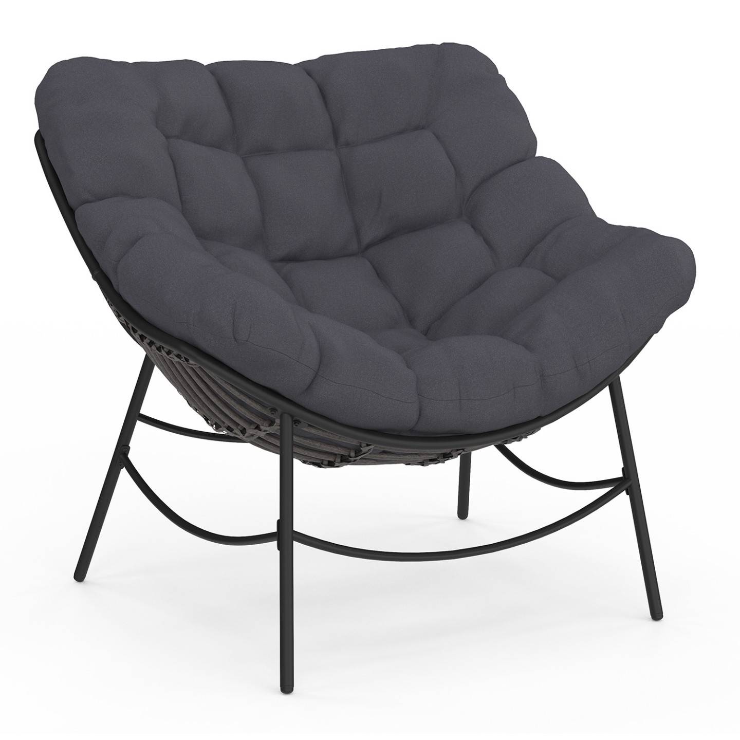 Fauteuil de jardin relax LOA effet rotin gris et coussin gris - Image 2