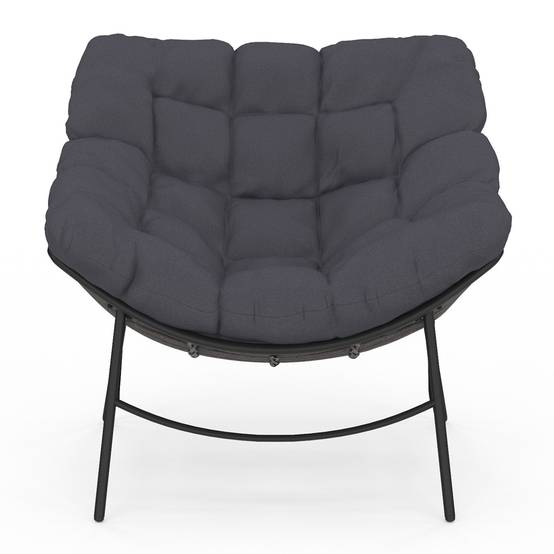 Fauteuil de jardin relax LOA effet rotin gris et coussin gris - Image 3