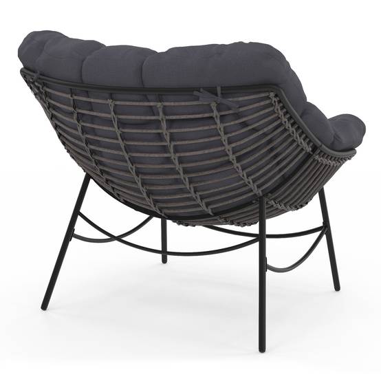 Fauteuil de jardin relax LOA effet rotin gris et coussin gris - Image 4