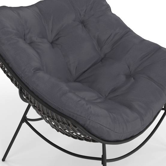 Fauteuil de jardin relax LOA effet rotin gris et coussin gris - Image 6