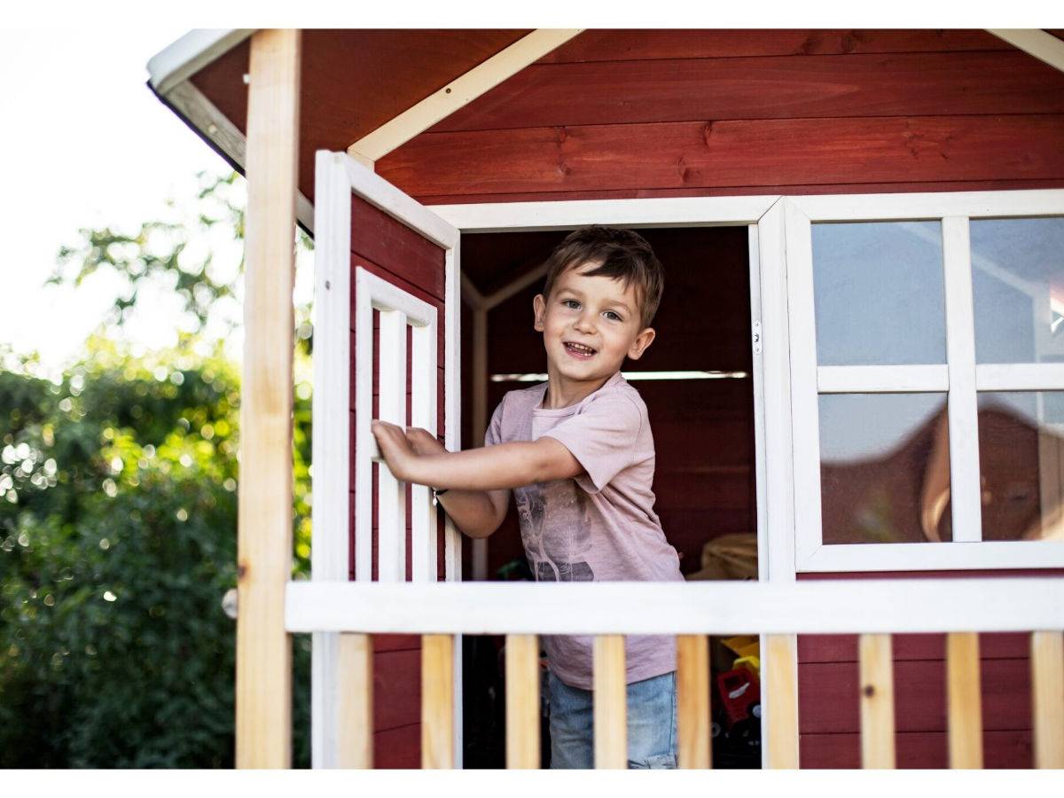 Exit Toys - Maisonnette en bois pour enfants Loft 350 Rouge - Exit Toys - Imagen 5