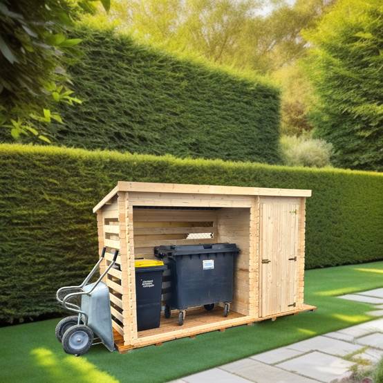 Habrita - Abri bûcher mono pente Madriers bois massif sans plancher / 20 mm / dimensions extérieures : L 329 x l 122 x H 195 cm - Image 2