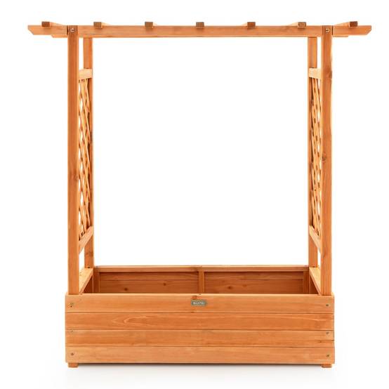 Helloshop26 - Jardinière avec treillis latéraux et toit suspendu bois sapin pré-huilé 110 x 44 x 113,5 cm bac à fleurs avec trou de drainage - Imagen 1