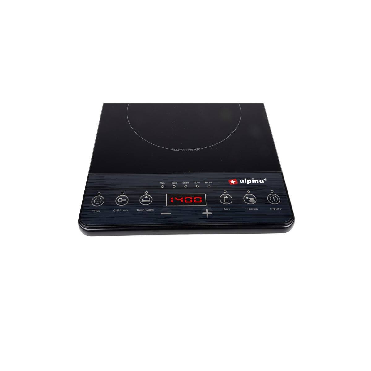 Alpina - Plaque à Induction 2000W 1 feu Noire Alpina Thermostat réglable - Imagen 1